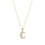 9ct Yellow Gold Channel Set Cubic Zirconia Initial Pendant - Initial C