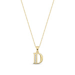 9ct Yellow Gold Channel Set Cubic Zirconia Initial Pendant - Initial D