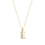 9ct Yellow Gold Channel Set Cubic Zirconia Initial Pendant - Initial E