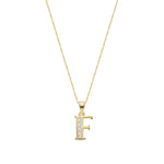 9ct Yellow Gold Channel Set Cubic Zirconia Initial Pendant - Initial F