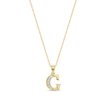 9ct Yellow Gold Channel Set Cubic Zirconia Initial Pendant - Initial G
