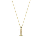 9ct Yellow Gold Channel Set Cubic Zirconia Initial Pendant - Initial I