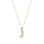 9ct Yellow Gold Channel Set Cubic Zirconia Initial Pendant - Initial J