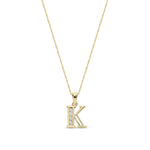 9ct Yellow Gold Channel Set Cubic Zirconia Initial Pendant - Initial K