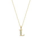 9ct Yellow Gold Channel Set Cubic Zirconia Initial Pendant - Initial L