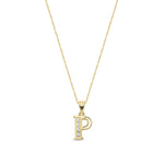 9ct Yellow Gold Channel Set Cubic Zirconia Initial Pendant - Initial P