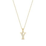 9ct Yellow Gold Channel Set Cubic Zirconia Initial Pendant - Initial Y