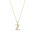 9ct Yellow Gold Channel Set Cubic Zirconia Initial Pendant - Initial Z