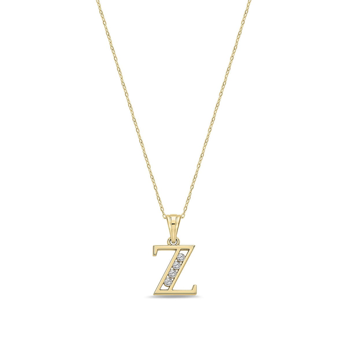9ct Yellow Gold Channel Set Cubic Zirconia Initial Pendant - Initial Z