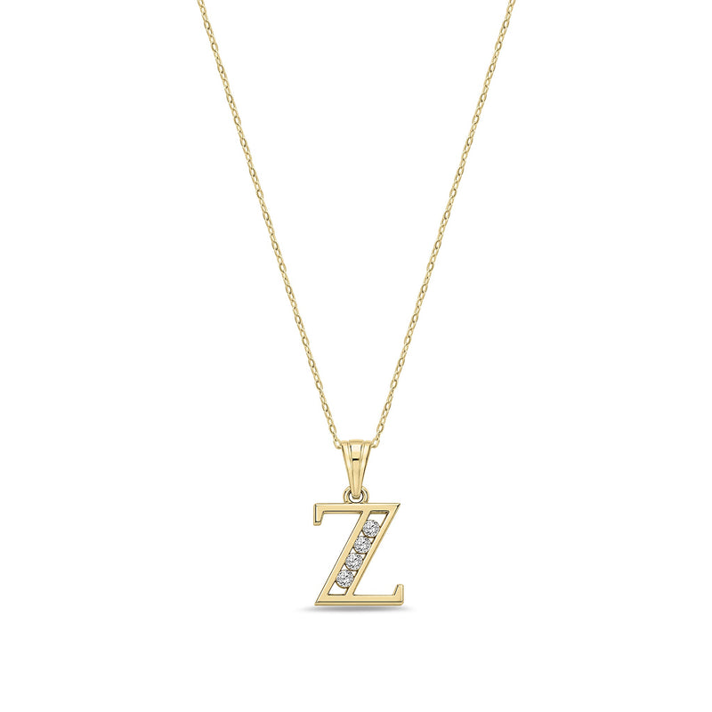 9ct Yellow Gold Channel Set Cubic Zirconia Initial Pendant - Initial Z