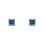 9ct White Gold Square Natural London Blue Topaz Claw Stud Earrings — 5mm
