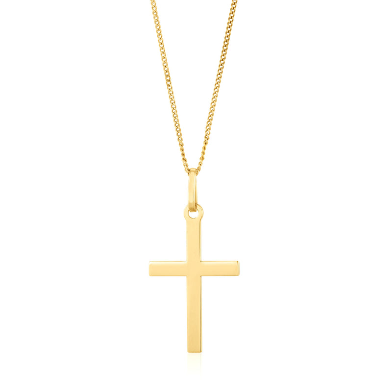 9ct Yellow Gold Classic Cross Pendant — 25mm