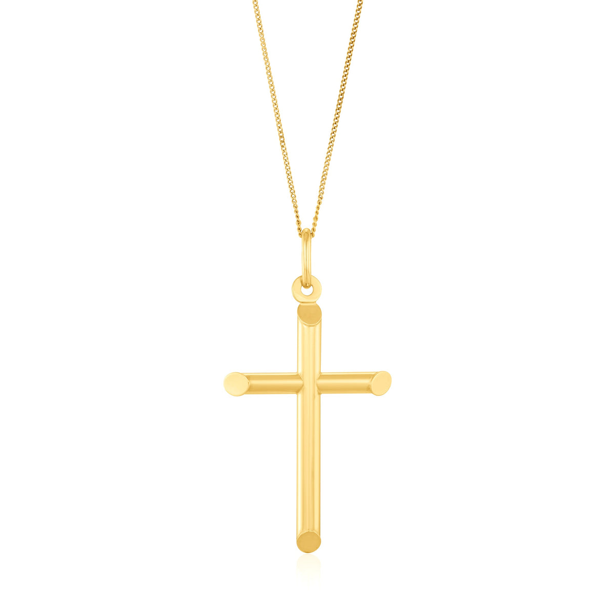 9ct Yellow Gold Rounded Bar Cross Pendant