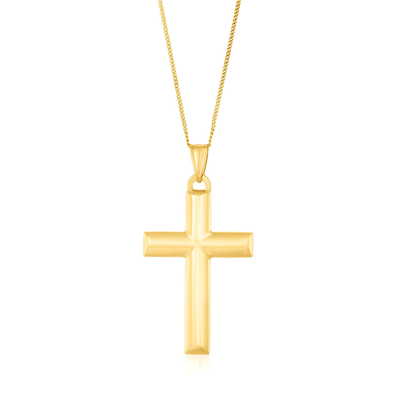 9ct Yellow Gold Classic Cross Pendant — 41mm
