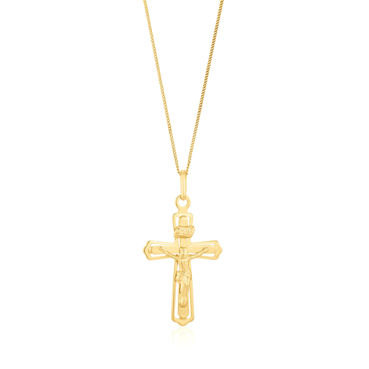 9ct Yellow Gold Decorative Crucifix Pendant