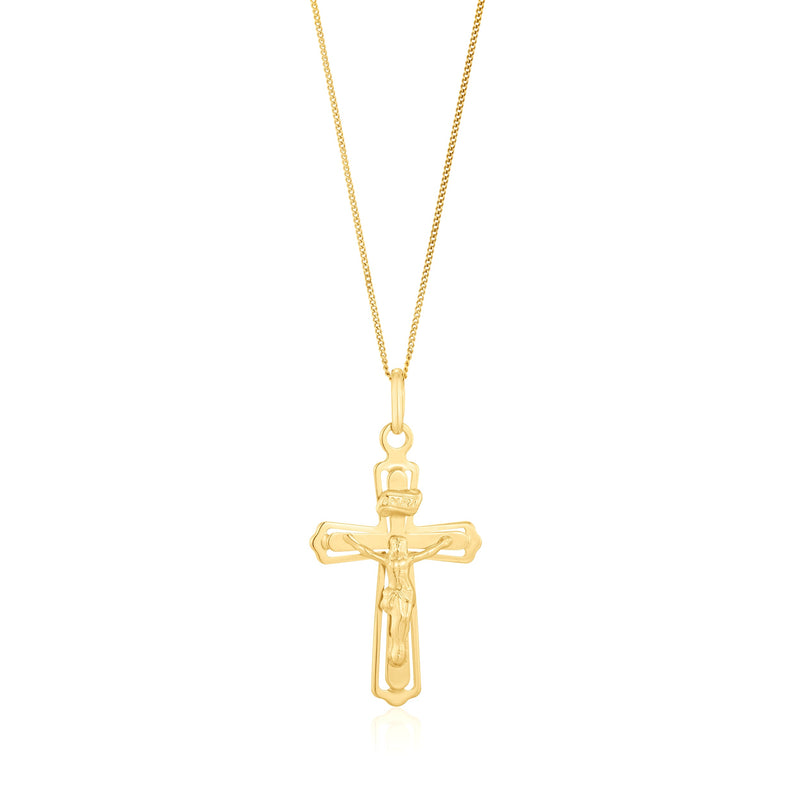 9ct Yellow Gold Decorative Crucifix Pendant