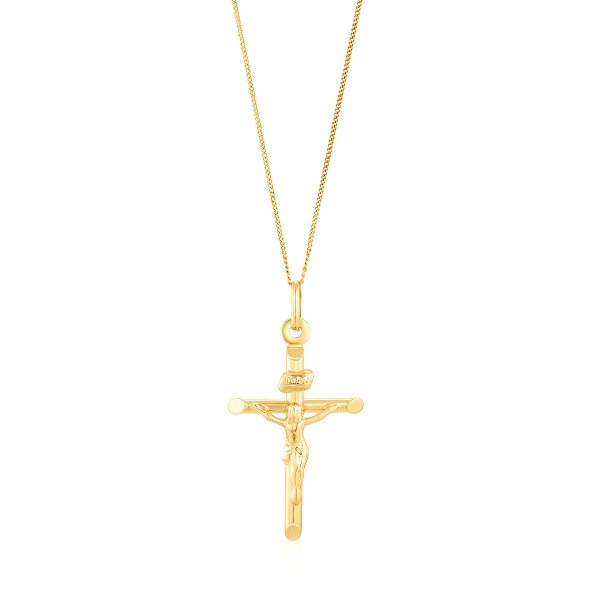 9ct Yellow Gold Rounded Bar Crucifix Pendant