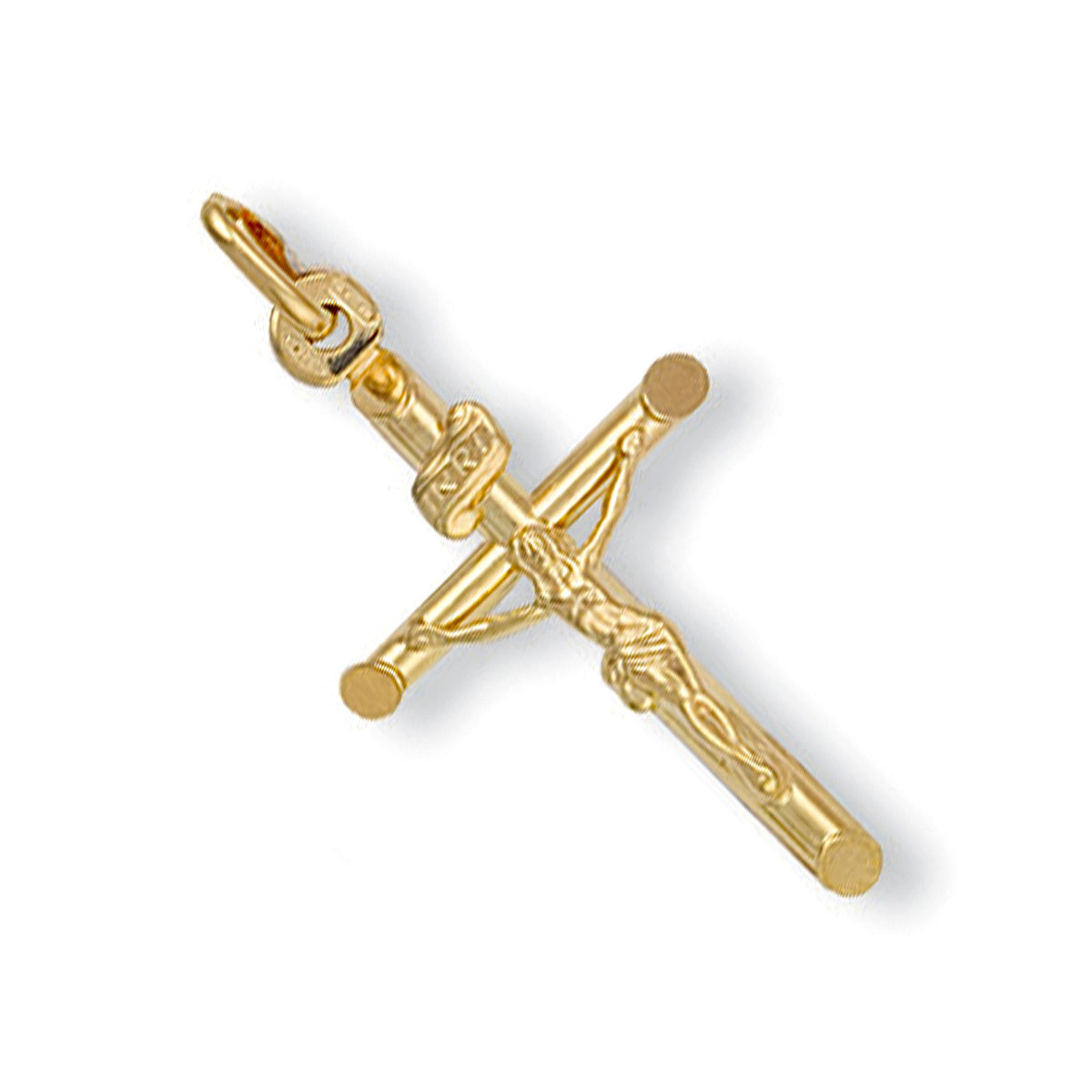 9ct Yellow Gold Rounded Bar Crucifix Pendant