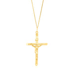 9ct Yellow Gold Round Tube Crucifix Pendant — 28mm