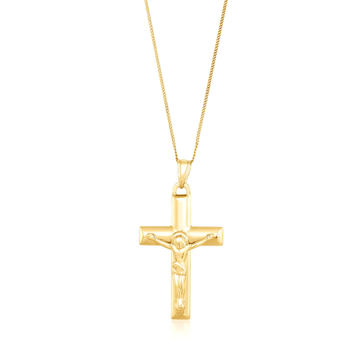 9ct Yellow Gold Tubed Crucifix Pendant