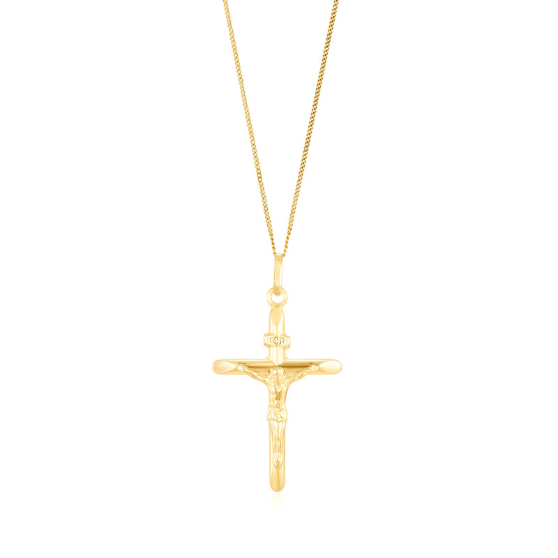 9ct Yellow Gold Flared Crucifix Pendant