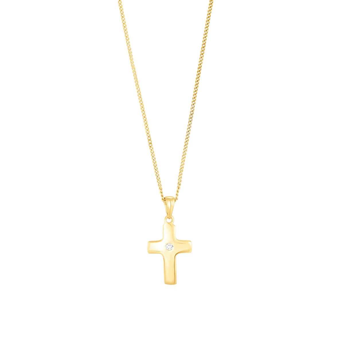 9ct Yellow Gold CZ Cubic Zirconia Classic Cross Pendant