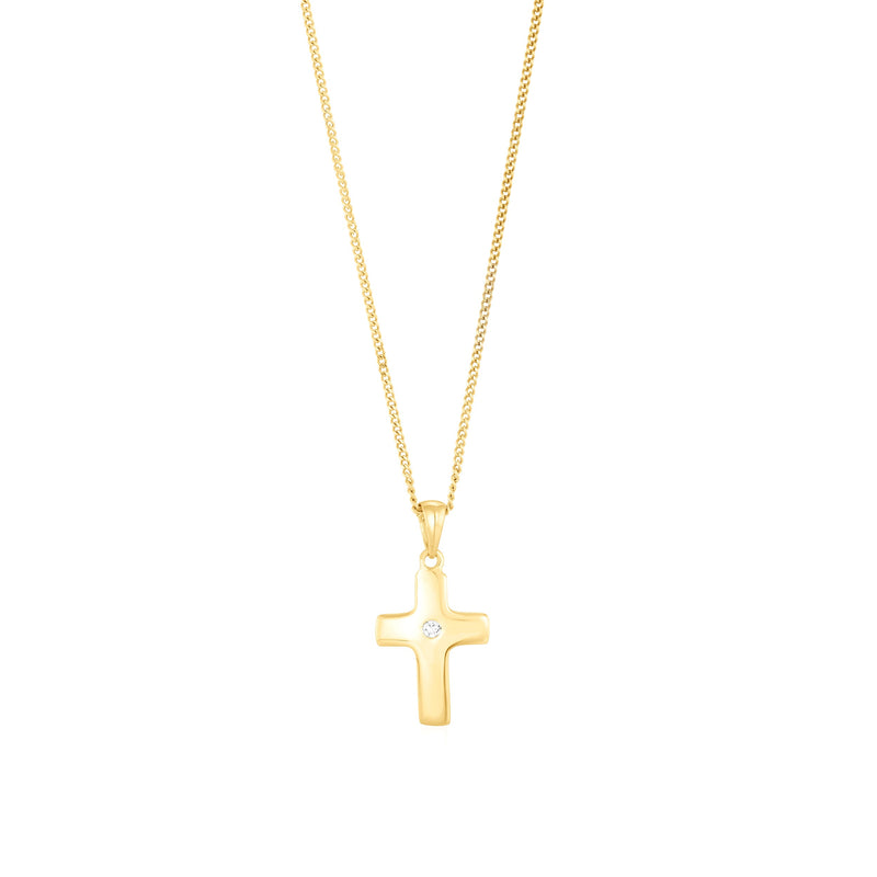 9ct Yellow Gold CZ Cubic Zirconia Classic Cross Pendant