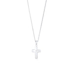 9ct White Gold CZ Cubic Zirconia Classic Cross Pendant