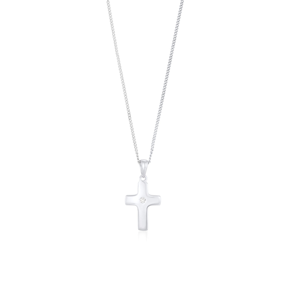 9ct White Gold CZ Cubic Zirconia Classic Cross Pendant