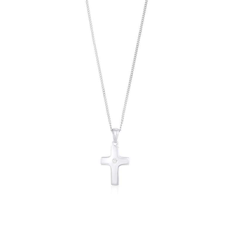 9ct White Gold CZ Cubic Zirconia Classic Cross Pendant