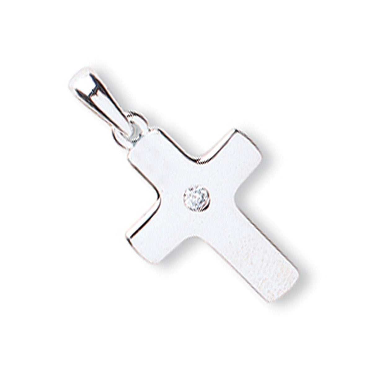 9ct White Gold CZ Cubic Zirconia Classic Cross Pendant