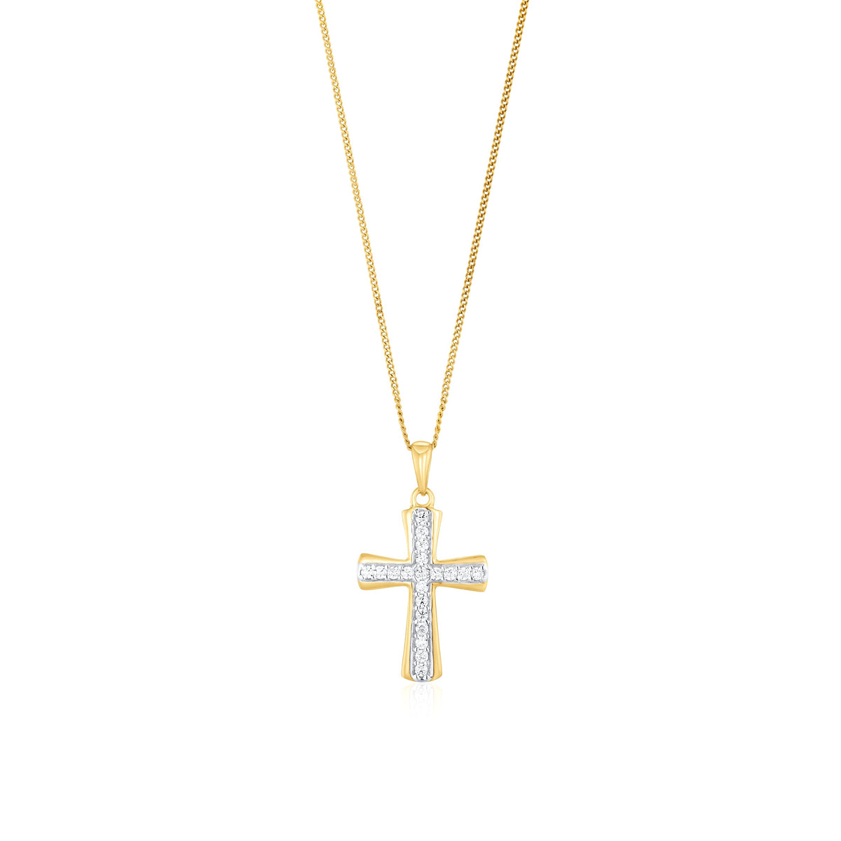 9ct Yellow Gold CZ Cubic Zirconia Cross Pendant