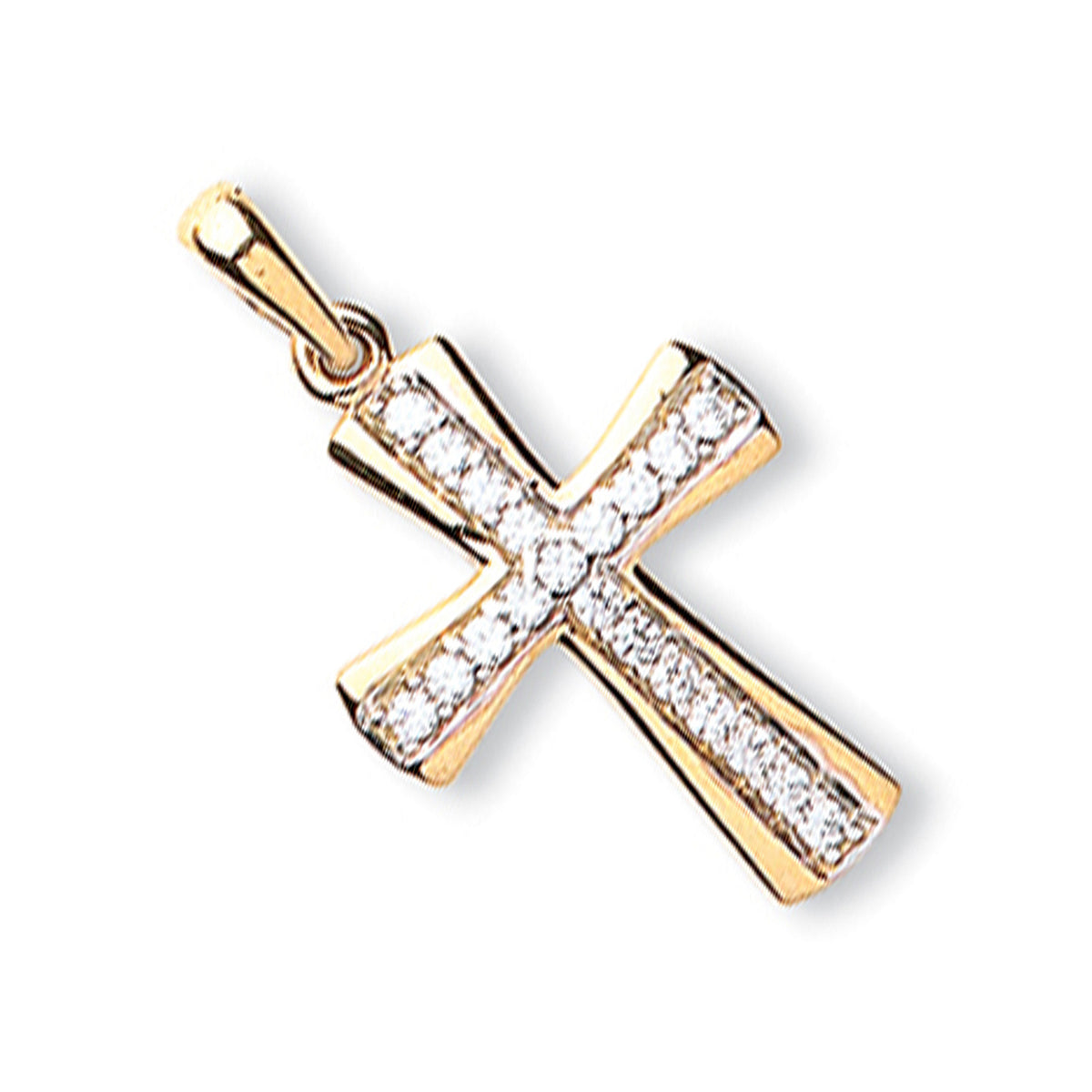 9ct Yellow Gold CZ Cubic Zirconia Cross Pendant
