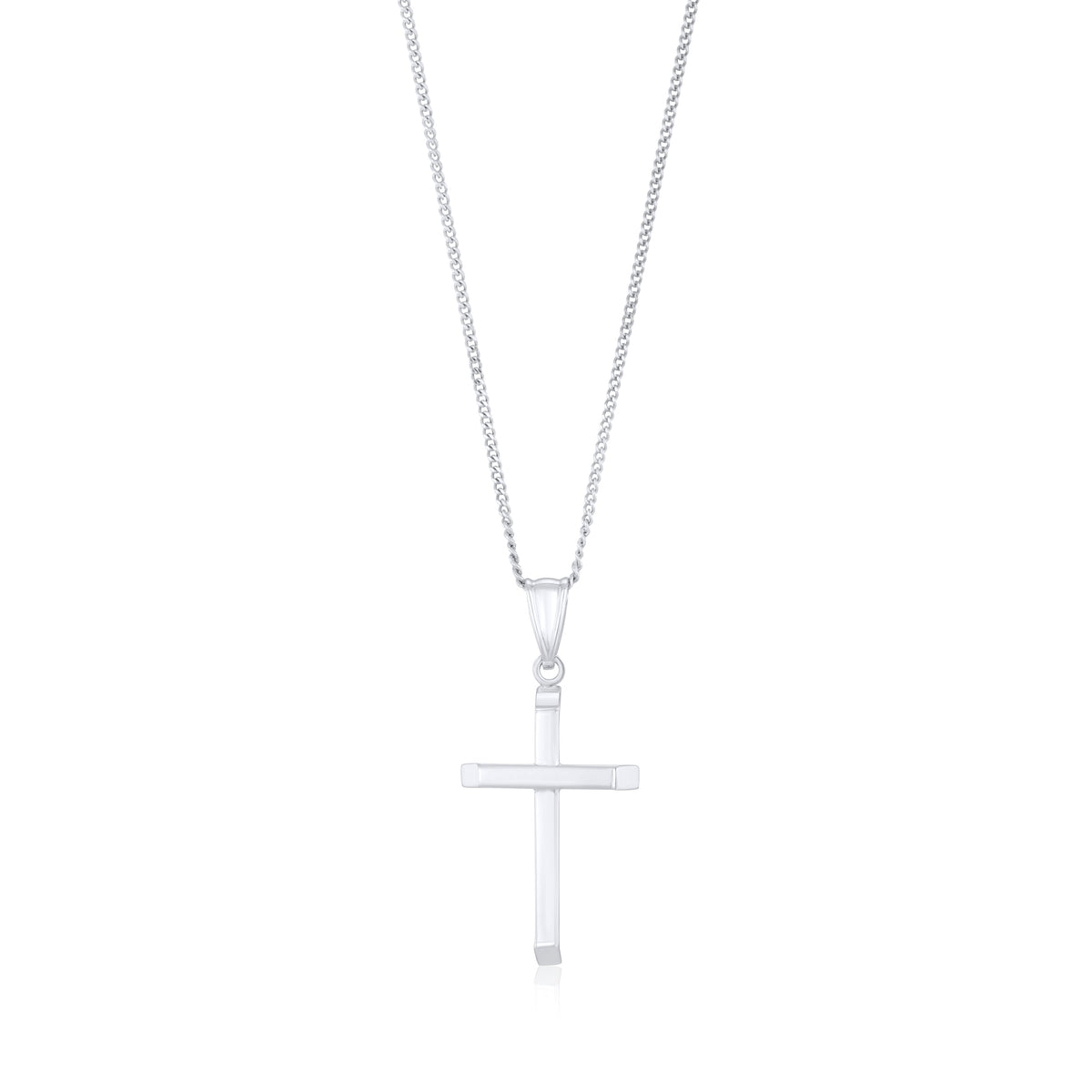 9ct White Gold Classic Hollow Cross Pendant
