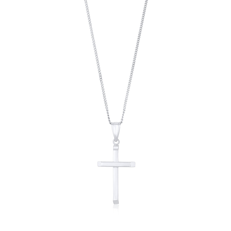 9ct White Gold Classic Hollow Cross Pendant