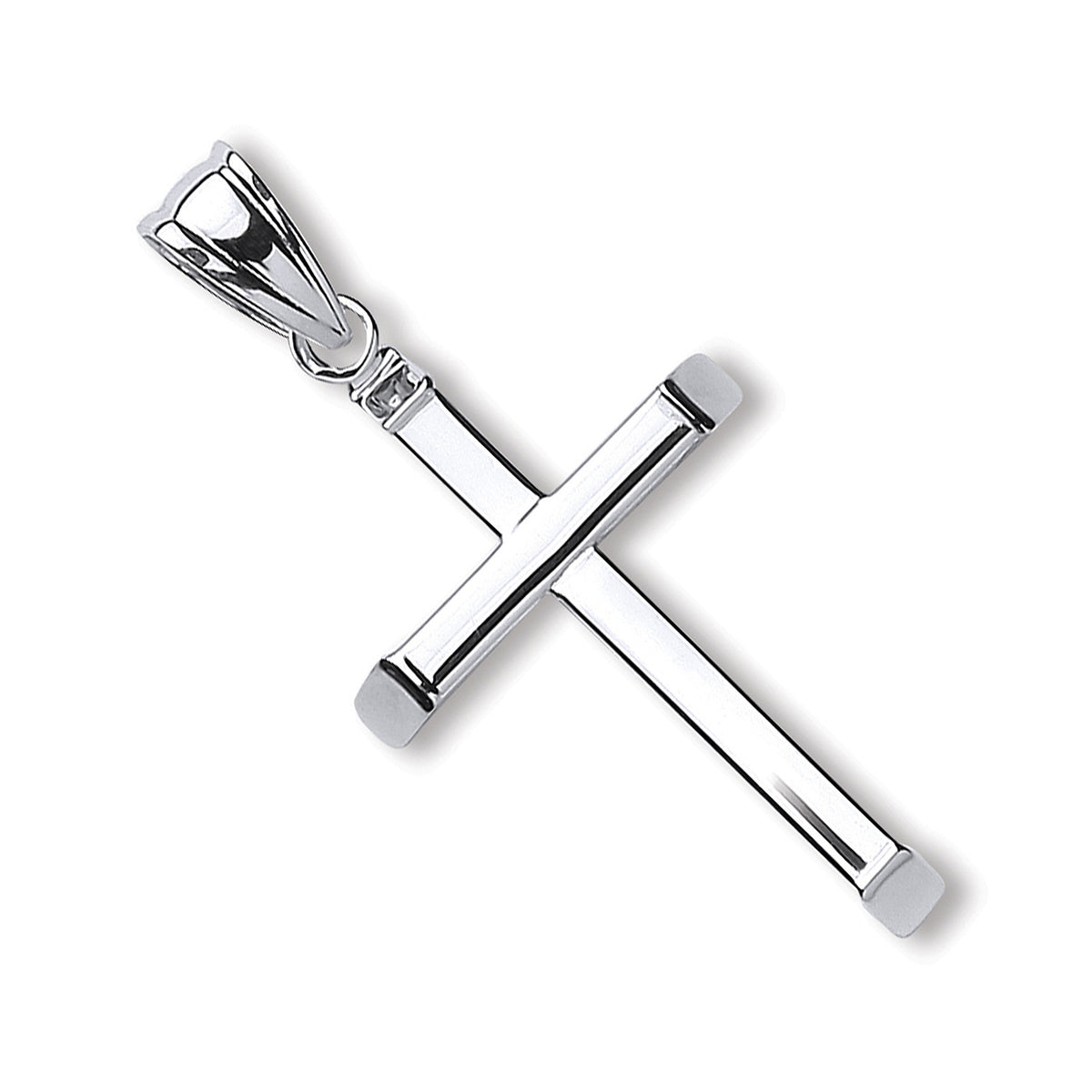 9ct White Gold Classic Hollow Cross Pendant