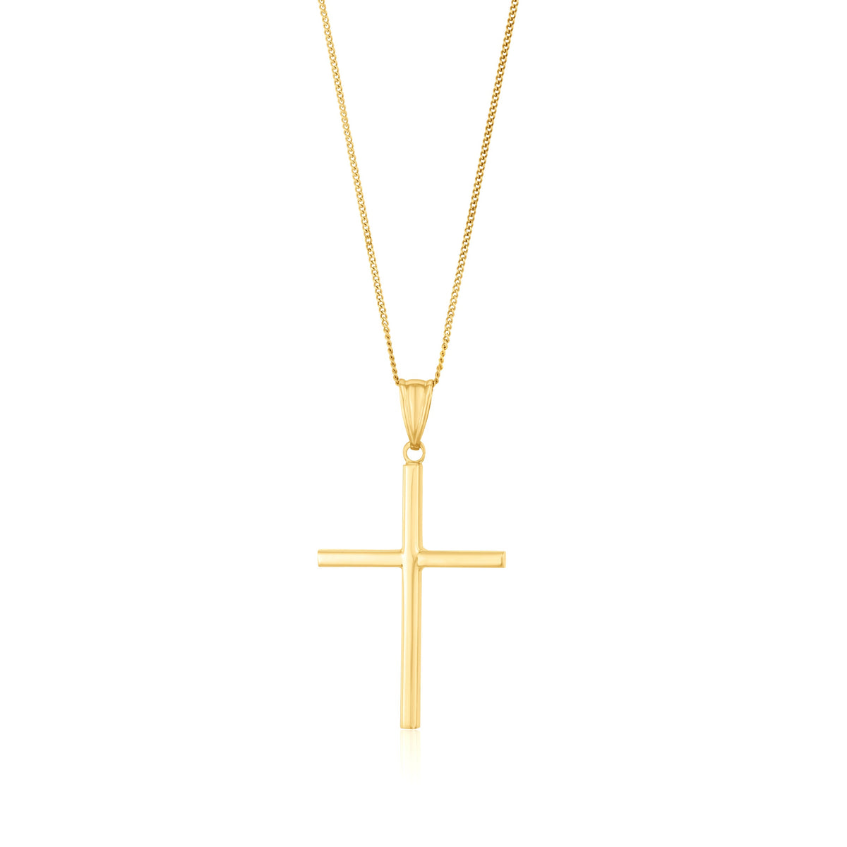 9ct Yellow Gold Classic Hollow Cross Pendant