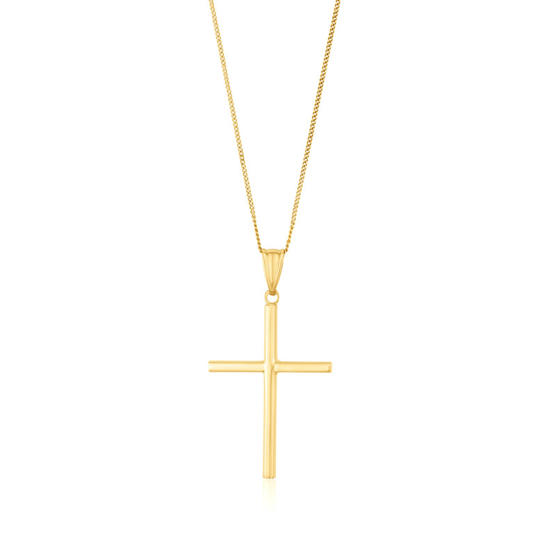 9ct Yellow Gold Classic Hollow Cross Pendant