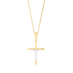 9ct Yellow and White Gold Two Tone Slim Crucifix Cross Pendant