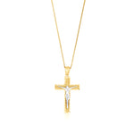 9ct Yellow and White Gold Two Tone Crucifix Pendant