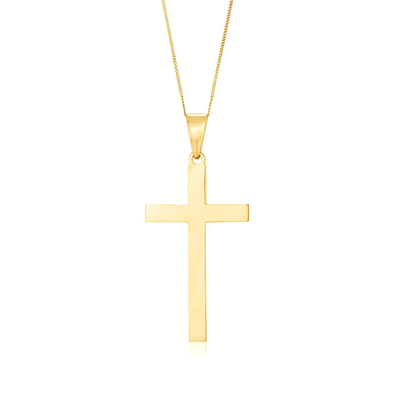 9ct Yellow Gold Classic Cross Pendant — 26mm