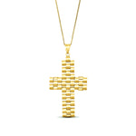 9ct Yellow Gold Extra Large Fancy Link Cross Pendant
