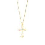 9ct Yellow and White Gold Two Tone Flared Cross Pendant