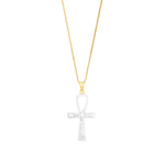 9ct Yellow and White Gold Two Tone Ankh Cross Pendant