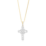 9ct Yellow Gold CZ Cubic Zirconia Kiss Cross Pendant