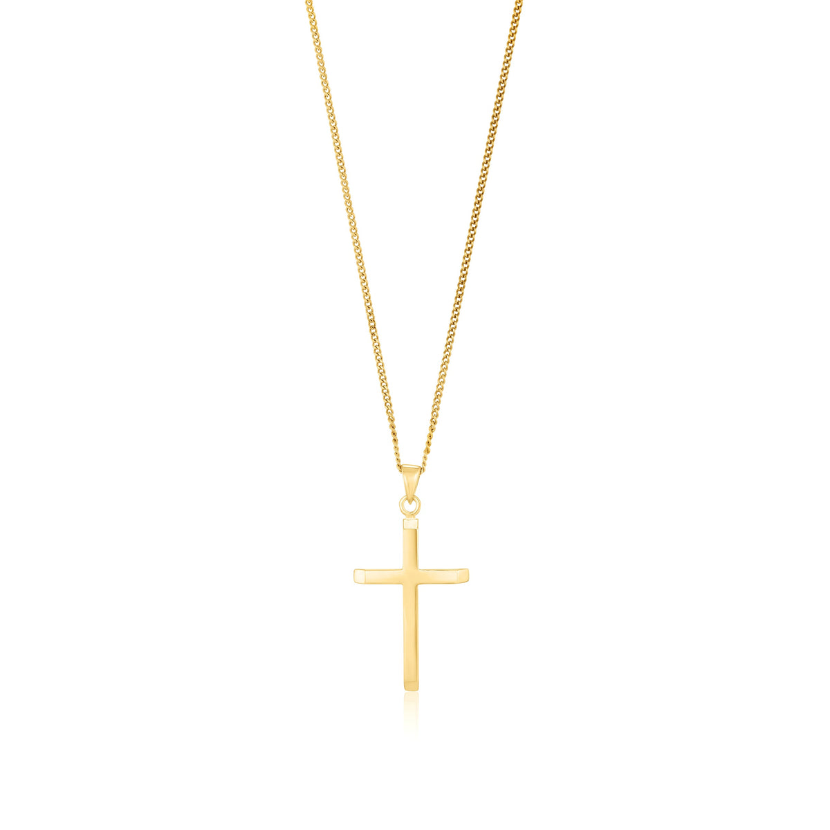 9ct Yellow Gold Classic Hollow Cross Pendant — 26mm