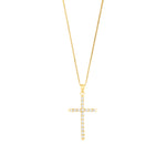 9ct Yellow and White Gold Two Tone Diamond-Cut Cross Pendant