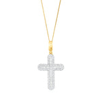 9ct Yellow and White Gold Two Tone CZ Cubic Zirconia Baguette Cross Pendant