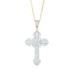 9ct Yellow and White Gold Two Tone CZ Cubic Zirconia Channel Set Cross Pendant