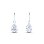 9ct White Gold Pear Shaped Cubic Zirconia CZ Claw Wire Hook Drop Earrings